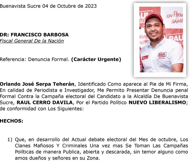 Veedor denuncia presunta compra de votos en Buenavista