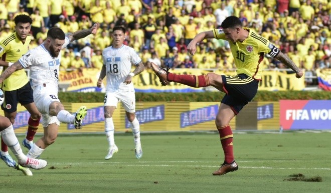 Colombia 2-2 Uruguay, punto alto de James Rodríguez
