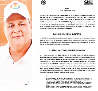 Piden al CNE revocar inscripción de candidatura de Arnulfo Ortega a la Alcaldia de San Marcos
