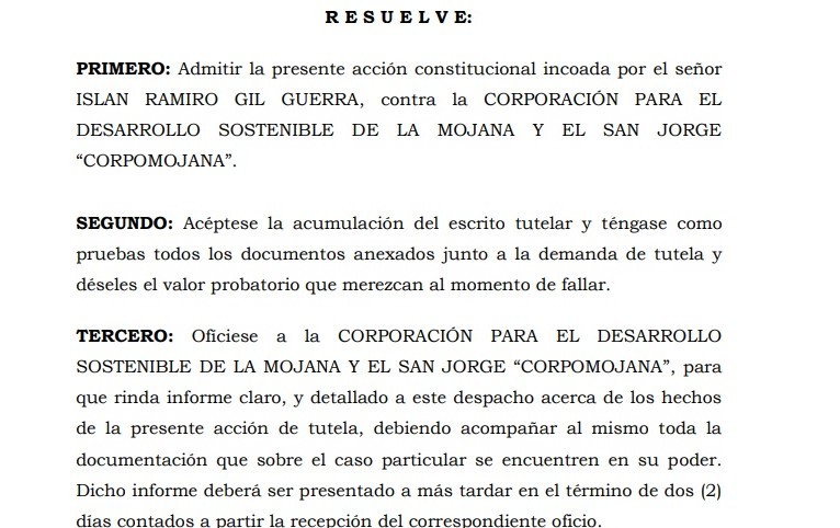 Juez ordena la suspensión temporal del proceso elección del director de Corpomojana