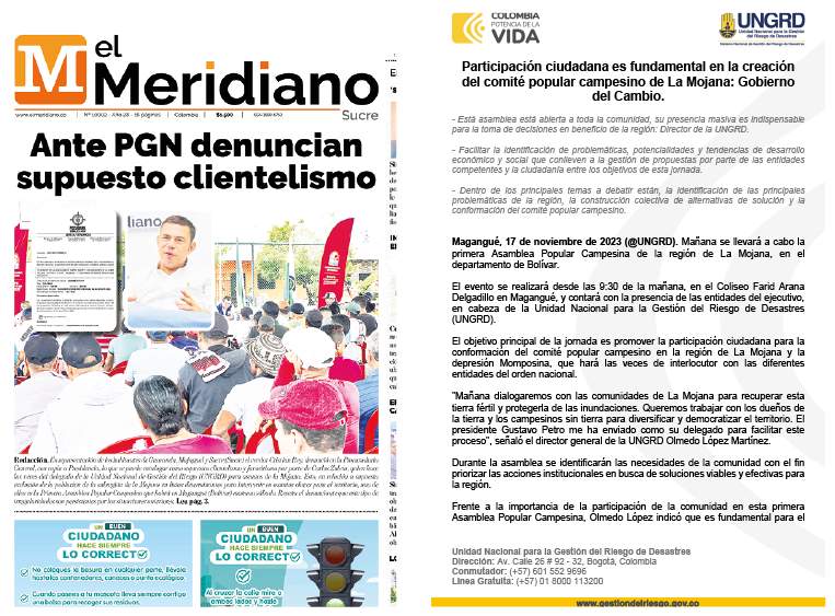 Participación comunitaria es fundamental: UNGRD