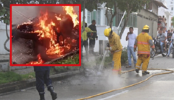 Atraco dejó un herido y una moto incinerada