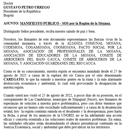El llamado desesperado desde la Mojana a Gustavo Petro, se cansaron