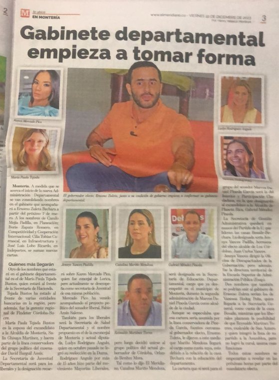 Primeros tres nombres en el gabinete de Erasmo Zuleta