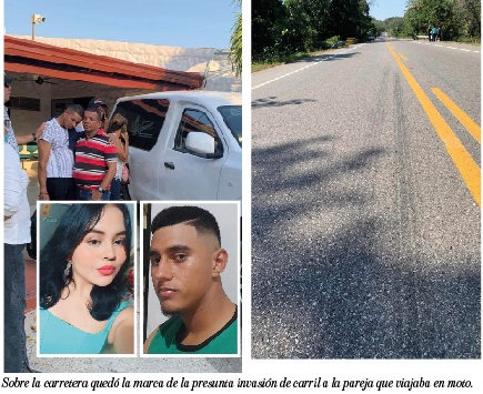 Invasión de carril, posible causa de accidente que cobró la vida de pareja que viajaba en moto