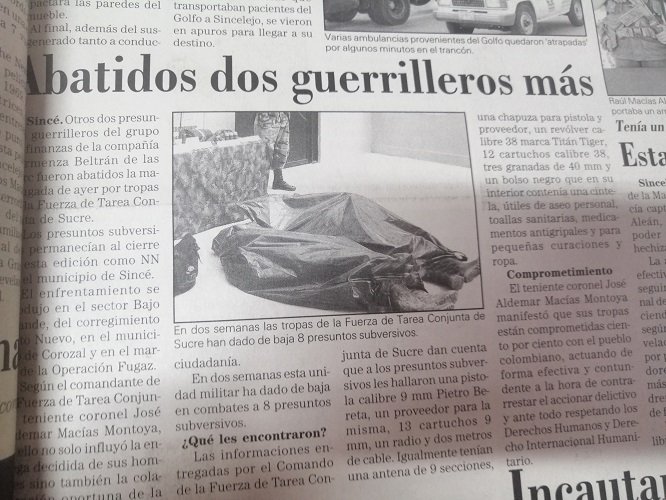 Condenado por falsos positivos en Sucre