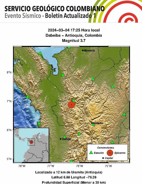 Un sismo sacudió al país la tarde de este lunes