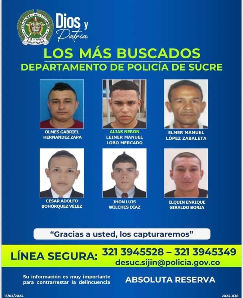 Los más buscados por homicidio, hurto y concierto para delinquir