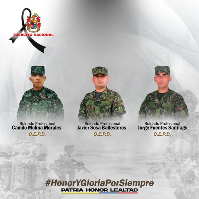 Intensos combates con disidencias dejan tres soldados asesinados en el Cauca