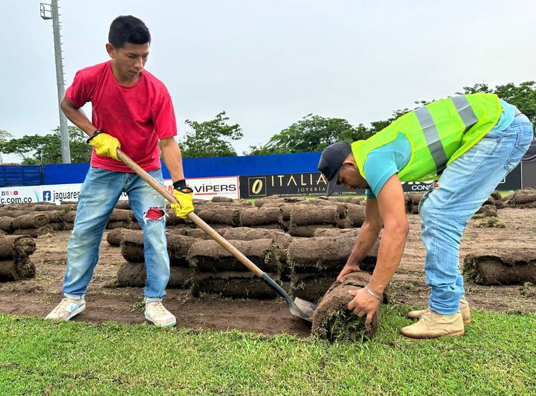 Alcaldía de Montería inició trabajos de renovación del gramado del estadio Jaraguay
