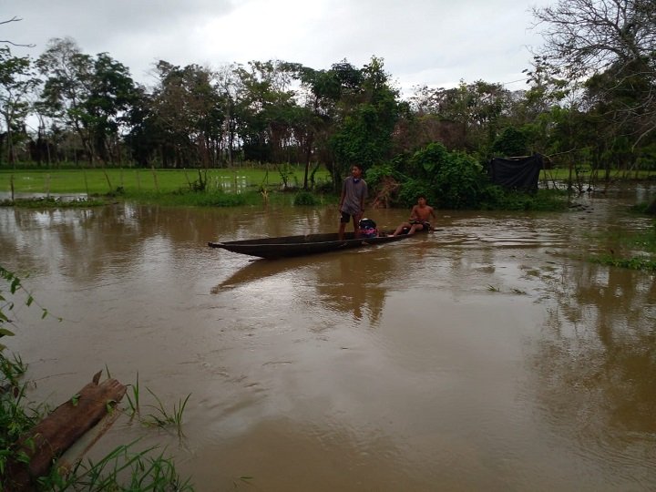 Habitantes de la vereda El Humo, zona rural de Guaranda, amanecieron inundados a causa del desbordamiento del río Cauca por el sector de Cara de Gato.