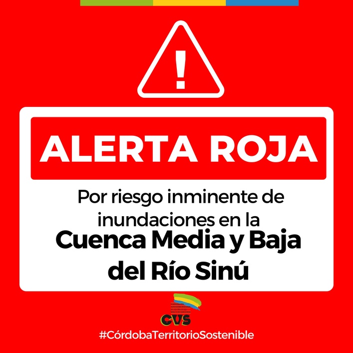 Alerta roja para las cuentas media y baja del río Sinú