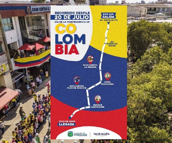 Así será el recorrido para el desfile del Día de la Independencia en Sincelejo