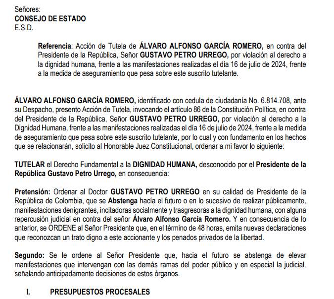 Excongresista Álvaro 'El Gordo' García entutela a Gustavo Petro ante el Consejo de Estado