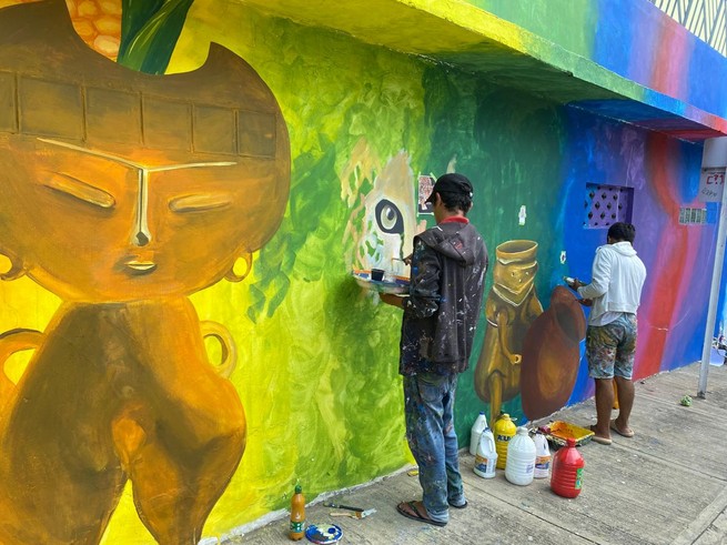 El grupo de jóvenes Los Pelaos de la Esquina llenan de arte a Sincelejo