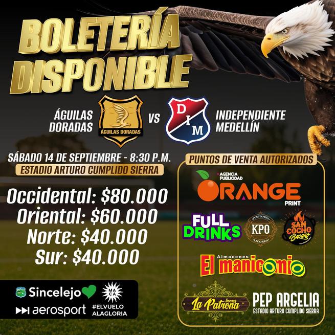 Gana boleta para el partido Águilas Doradas vs Medellín, comprando en el mercado La Paz