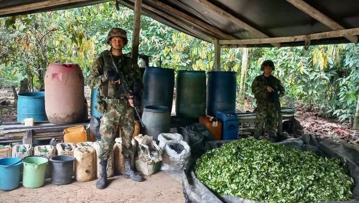 Ejército destruyó 11 laboratorios de procesamiento de coca en el Meta