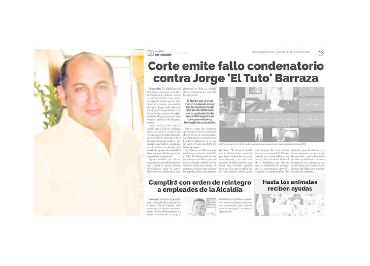 'Tuto' Barraza, ante la Fiscalía por contrato de Los Tres Editores