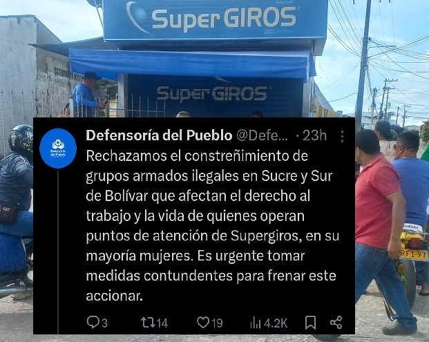 Defensoría pide garantizar la vida y el trabajo de operarios de SuperGiros