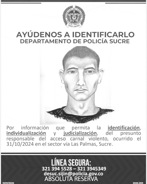 Por un retrato hablado las autoridades buscan a presunto abusador sexual