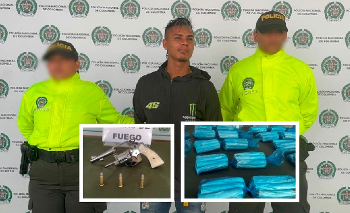 Le incautaron más de 3 mil gramos de droga y un revólver calibre 38