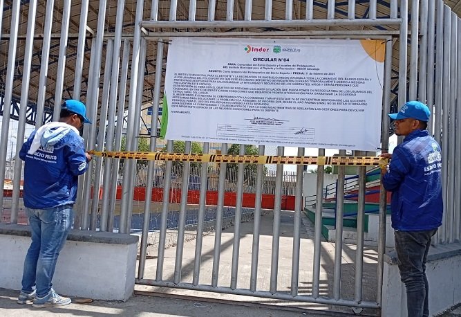 Ordenan cierre temporal de polideportivo del barrio España