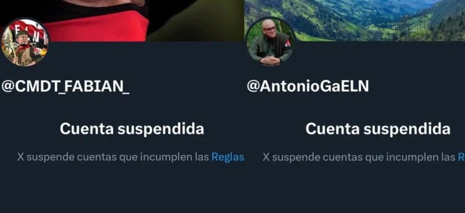 X suspendió cuentas de cabecillas del ELN