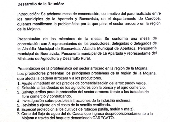Arroceros despejaron las vías, pero de no cumplirse lo pactado, volverán