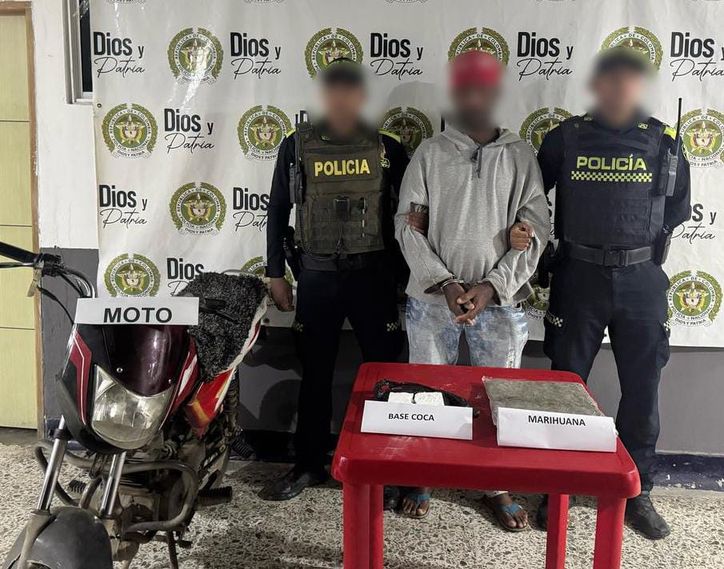 Policía captura en flagrancia a un hombre que transportaba estupefacientes