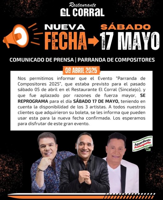 El concierto Parranda de Compositores 2025 será el próximo 17 de mayo, en Sincelejo