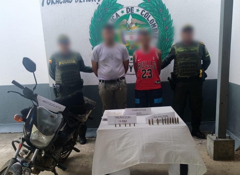 Capturados dos sujetos con cartuchos de fusil y panfletos en Ciénaga de Oro