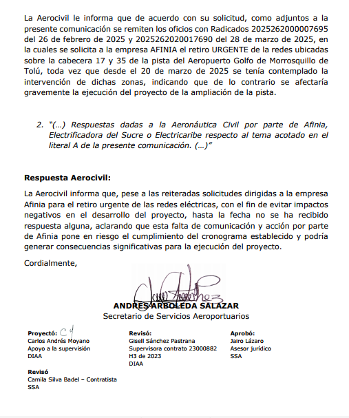 Aerocivil confirma omisión por parte de Afinia