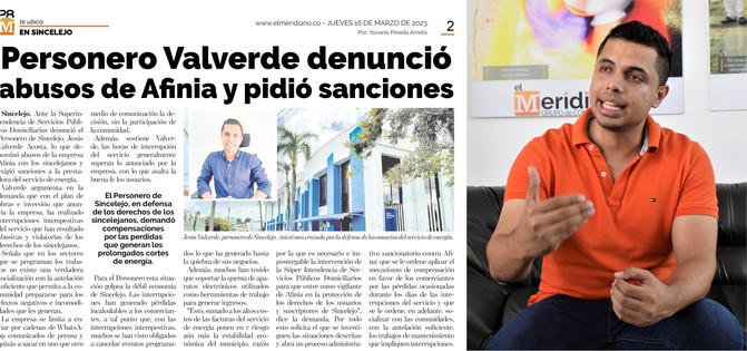 Denuncia contra Afinia dio resultados inmediatos: personero Jesús Valverde