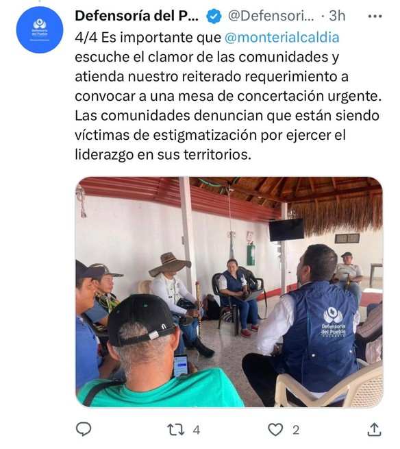 Defensoría habría incitado a los indígenas a bloquear al señalar que Alcaldía no había hecho nada