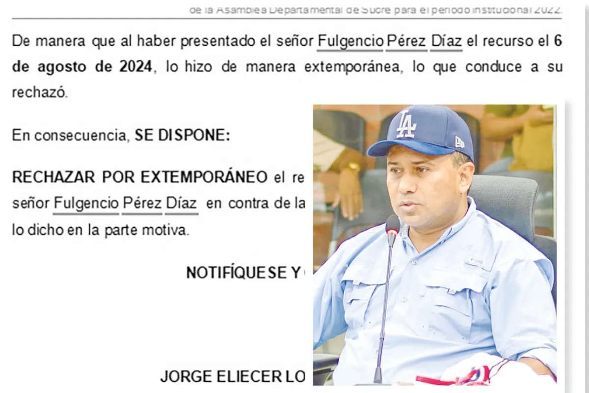 Niegan apelación de Fulgencio Pérez por extemporánea