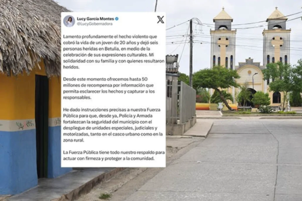 Gobernadora Lucy García Montes anuncia recompensa tras hecho violento en Betulia, Sucre