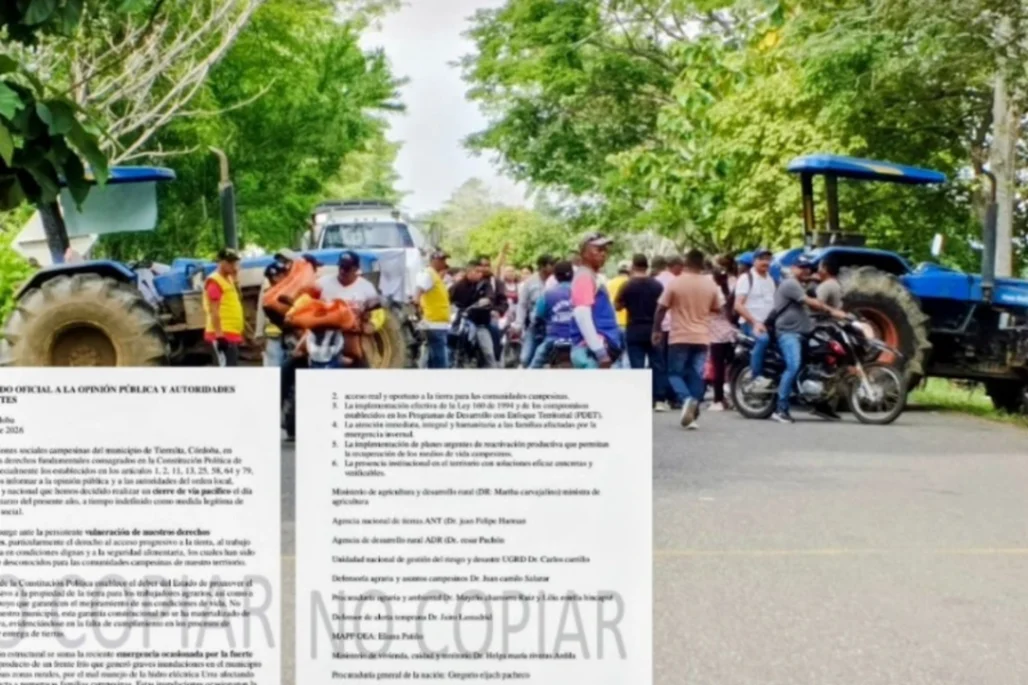 Campesinos de Tierralta anuncian cierre de vía indefinido por falta de tierras y atención tras inundaciones