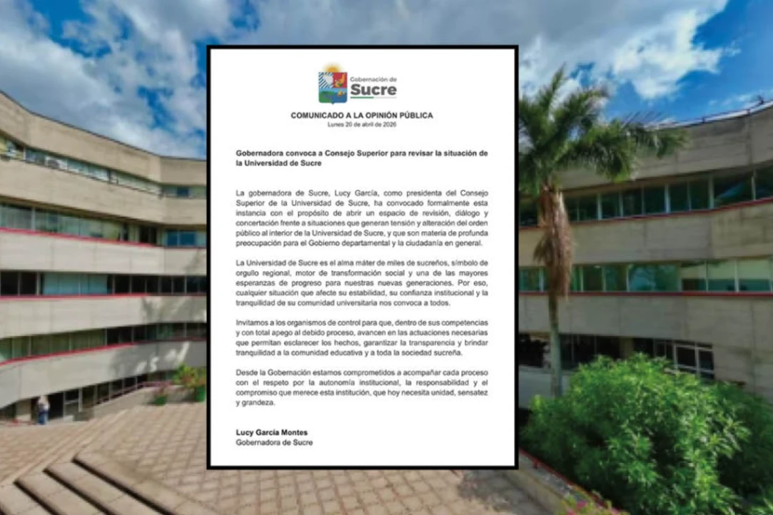 Gobernadora de Sucre convoca Consejo Superior para revisar crisis en la Universidad de Sucre
