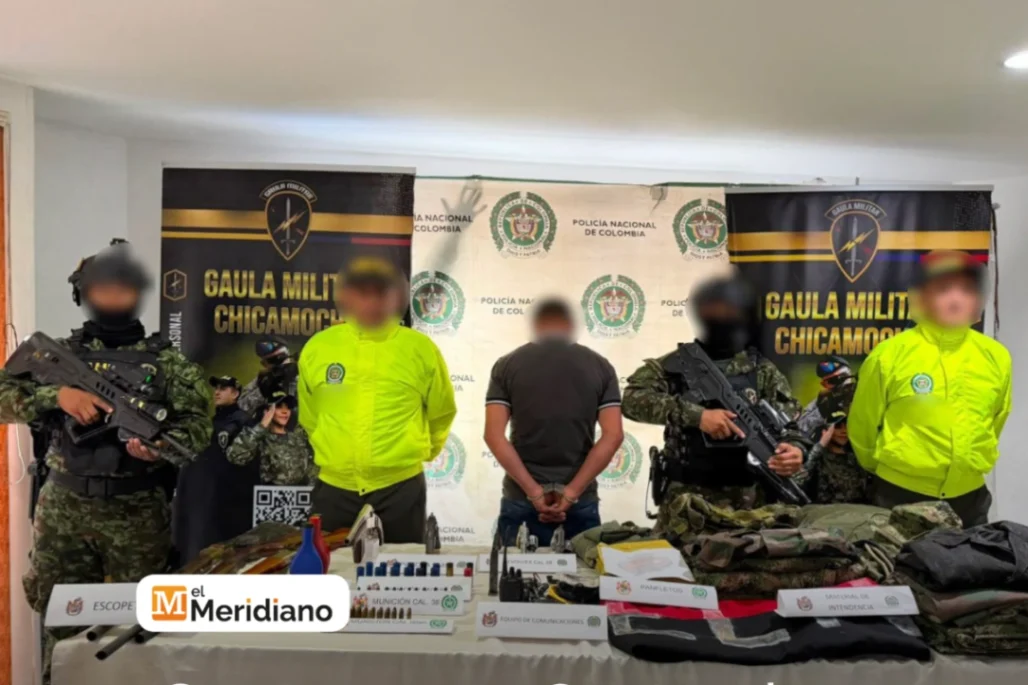 Capturan en Santander a presunto integrante del ELN con armas y 32 kilos de explosivos