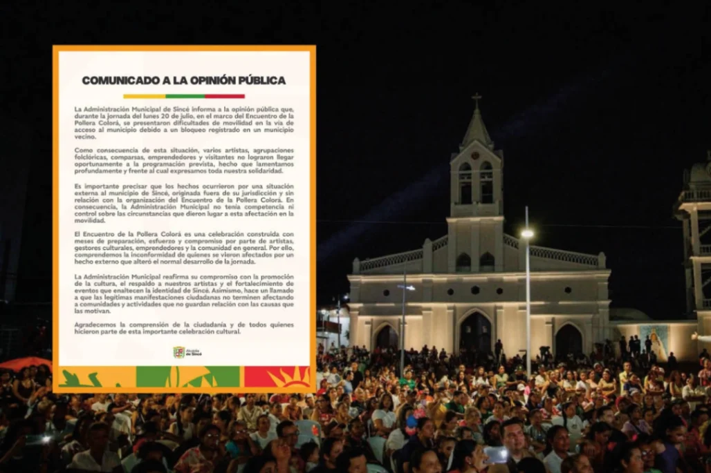 Bloqueo en vía externa afectó movilidad durante el Encuentro de la Pollera Colorá en Sincé el pasado 20 de julio