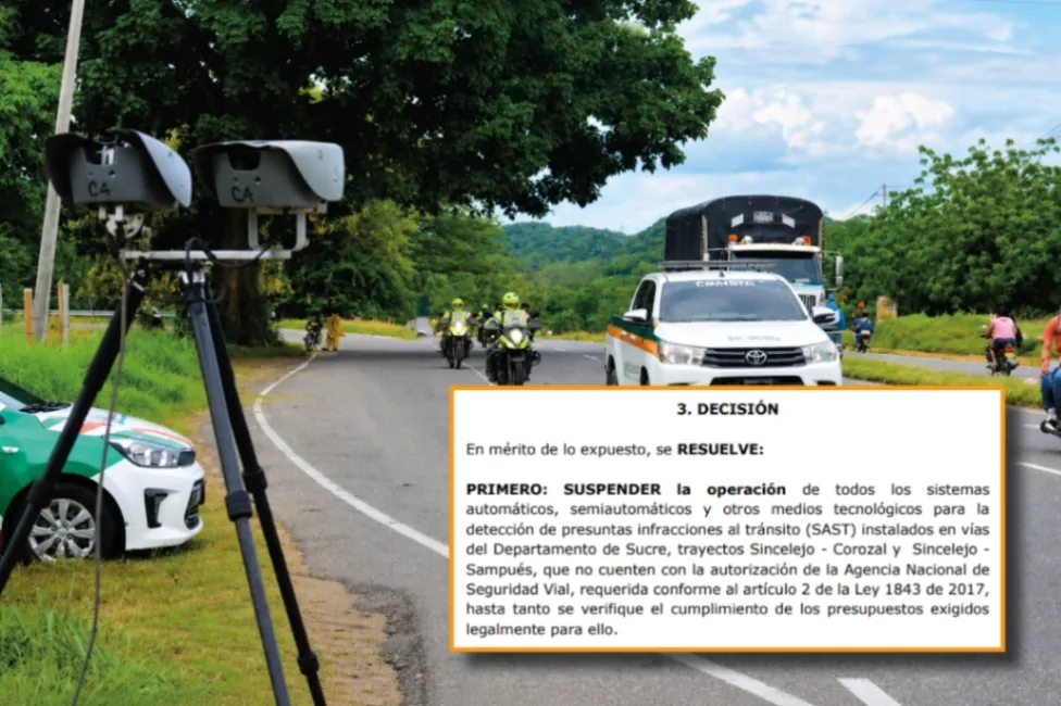 Juez ordena suspender fotodetecciones sin autorización en las vías Sincelejo, Corozal y Sampués